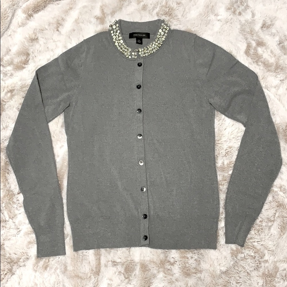 NWT Ann Taylor jeweled collar cardigan